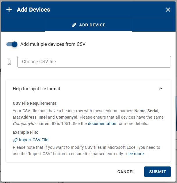 multiple devices from CSV