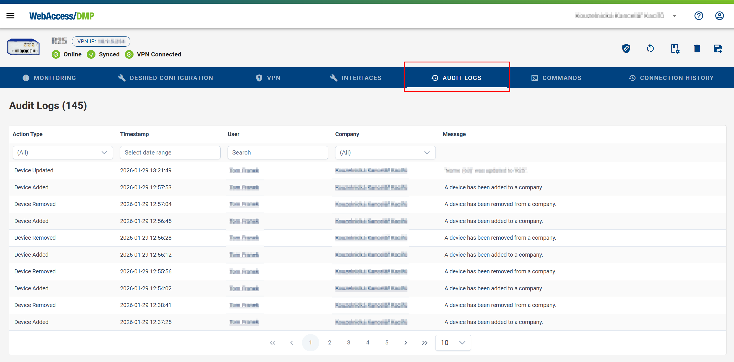 Device Audit Logs Device Audit Logs
