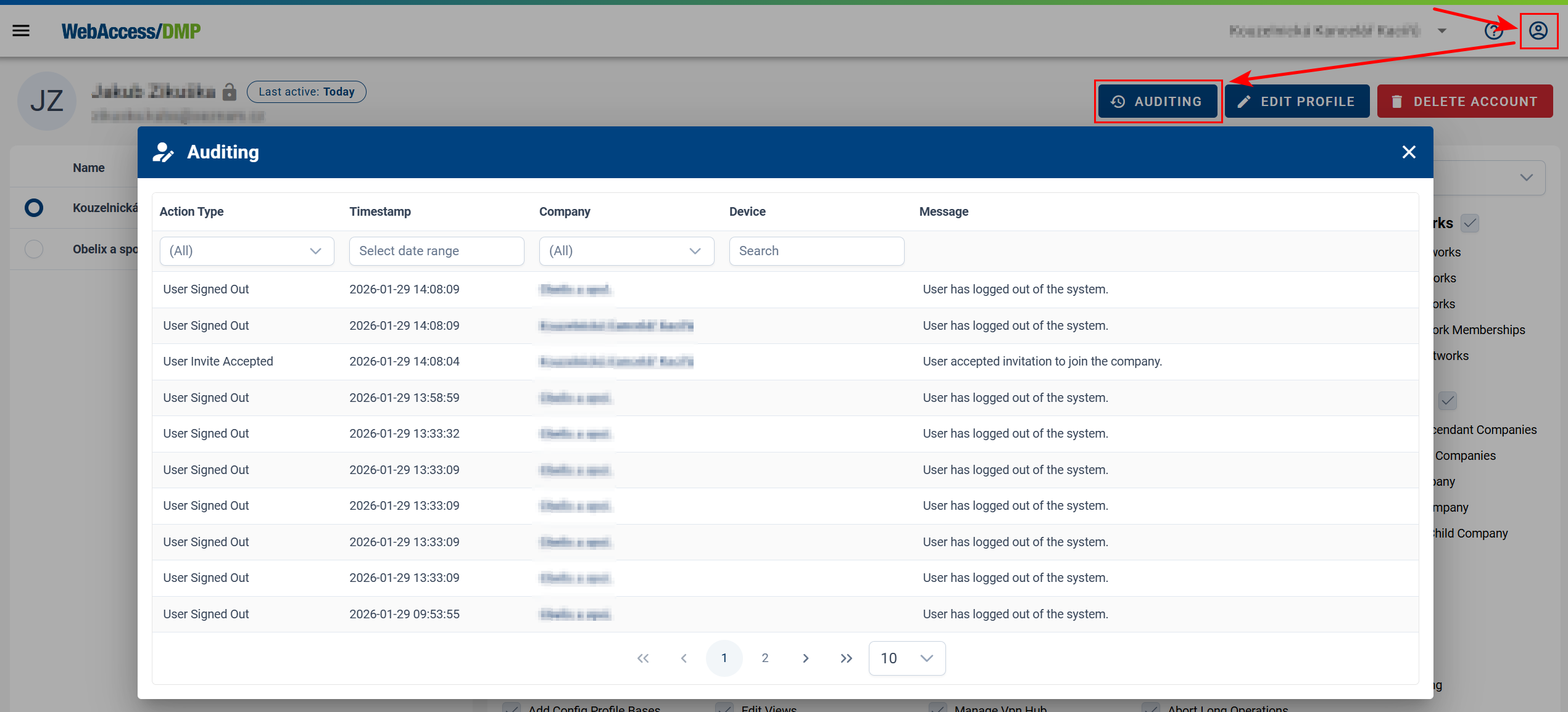 User Audit Logs User Audit Logs