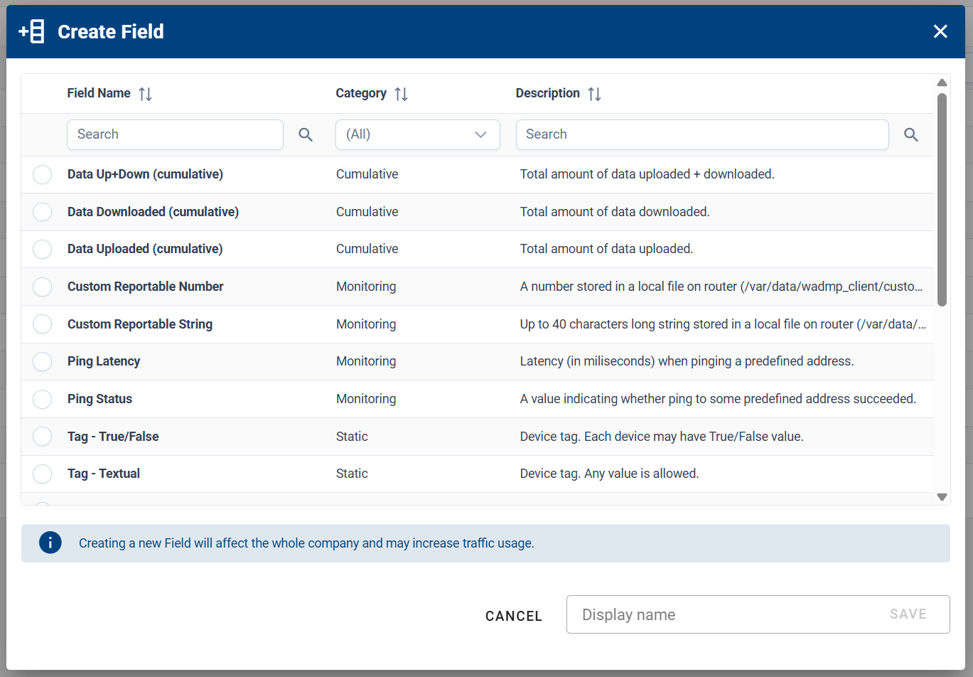 Configuration Fields