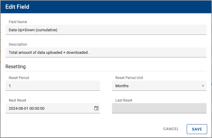 Reset Cumulative Field