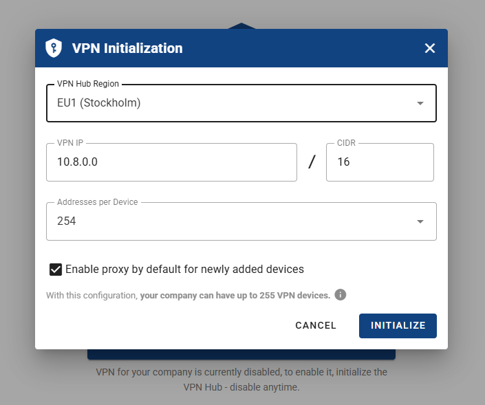 VPN Initialize